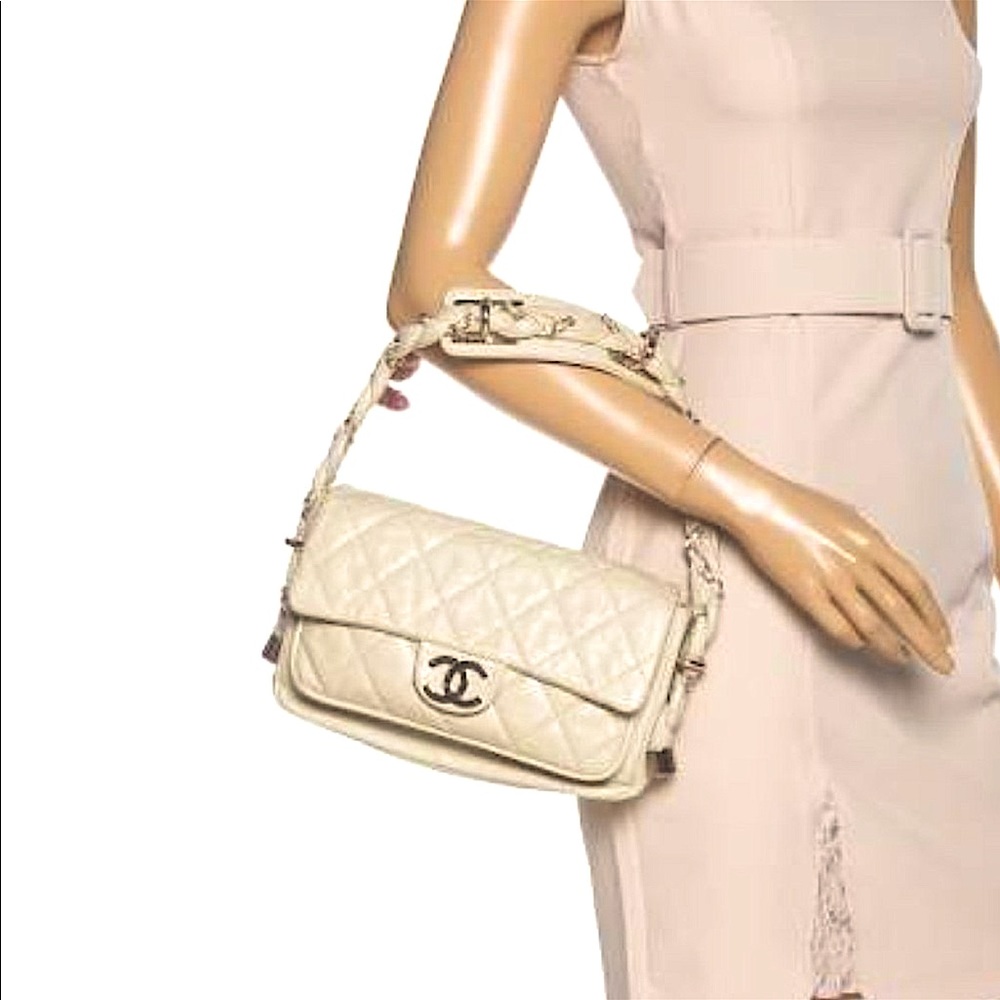 **Rare** Chanel Beige Leather Lady Braid Flap Bag